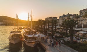 Split harbour at sunset.