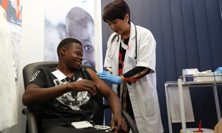 Nkosiyazi Mncube, then 23, the first participant in an earlier vaccine trial in South Africa in 2016.