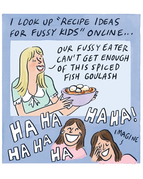 Becky Barnicoat cartoon on feeding the kids, panel 3
