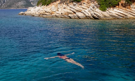 Bath time: Susan Smillie in the Greek Islands.