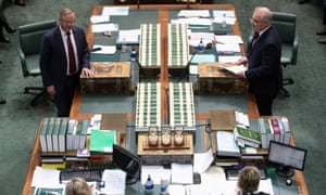 Anthony Albanese and Scott Morrison face each other in the House of Representatives