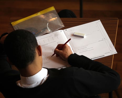 a child taking a exam
