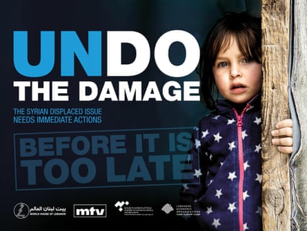An ad featuring a young girl saying: 'Undo the damage before it is too late. The Syrian displaced issue needs immediate action.'
