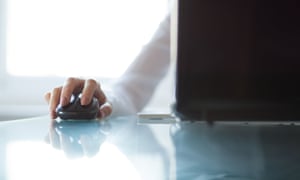 woman with hand on mouse