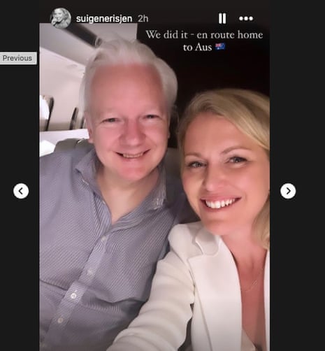 Instagram de Jennifer Robinson mientras viaja a Australia con Assange
