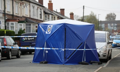 A police tent at sscene of shooting on Church Road in Erdington, Birmingham