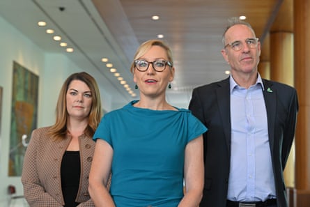 Greens Senators Sarah Hanson-Young, Larissa Waters and Nick McKim.