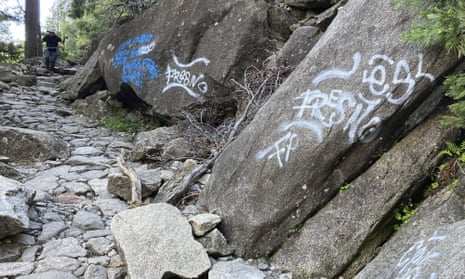 boulders say 'fresno' and have other designs on them
