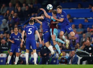 Burnley’s Ashley Barnes in action with Chelsea’s Andreas Christensen.