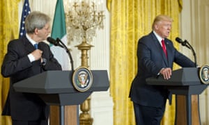 Paolo Gentiloni (left) and Donald Trump at a joint press conference on Thursday.