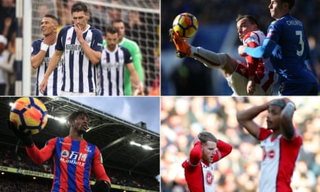 Clockwise from top left: Gareth Barry and his West Brom team-mates are struggling; Xherdan Shaqiri has found form for Stoke; Southampton have one league win since late November; Wilfried Zaha’s fitness will be key for Crystal Palace.
