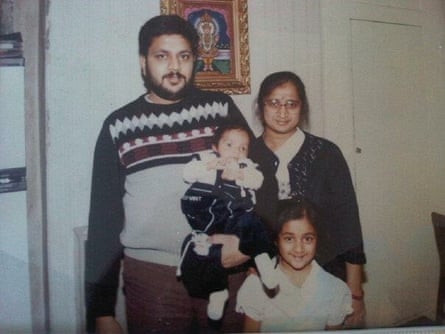 Tulsi Vagjiani with her mother, father and brother, who were killed in a plane crash in 1990