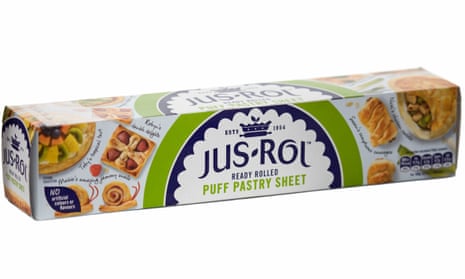 Jus-Rol ready rolled pastry sheet packaging on isolated white background