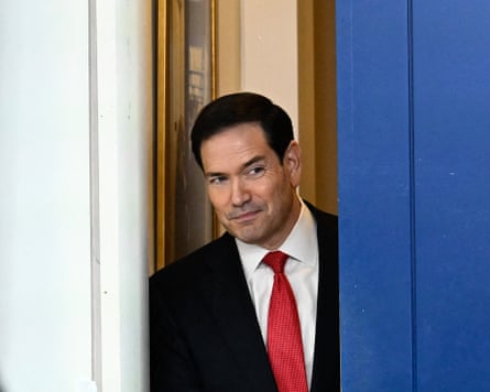 Rubio arrives for a press briefing in the Brady Briefing Room of the White House on Tuesday