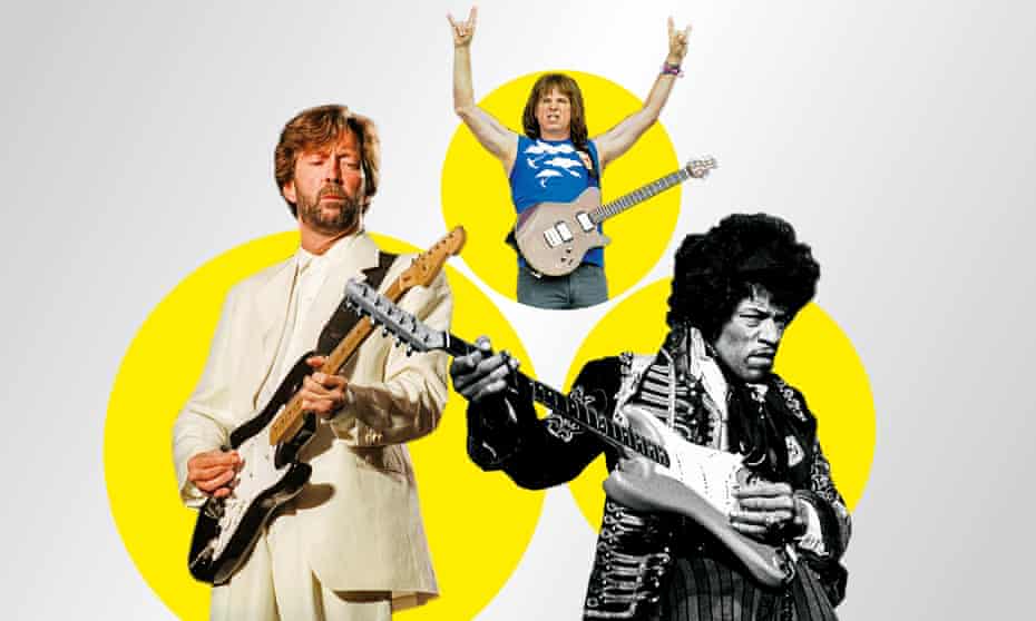 From left: Eric Clapton; Christopher Guest as Nigel Tufnel; Jimi Hendrix.