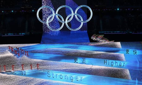 The Olympic motto is unveiled during the Beijing 2022 Winter Olympics opening ceremony