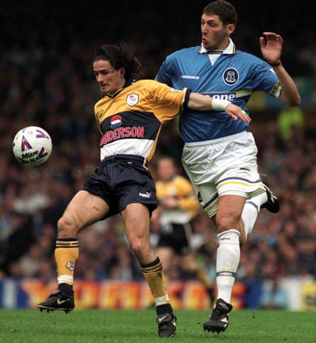 Benito Carbone holds off Everton’s Marco Materazzi in 1999