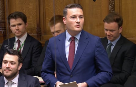 Wes Streeting delivering his resignation speech in the House of Commons.