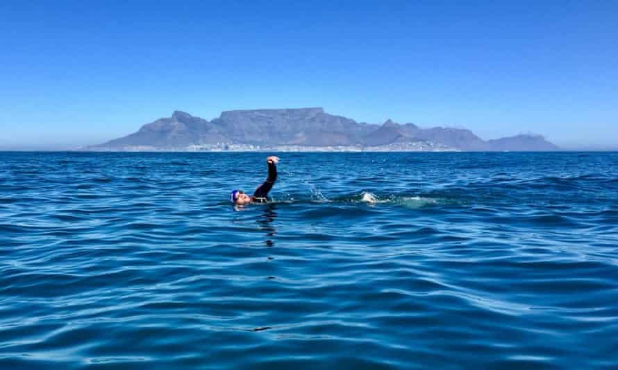 Graham Little swimming from Robben Island to Cape Town