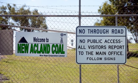 A sign at the entrance to the New Acland coalmine