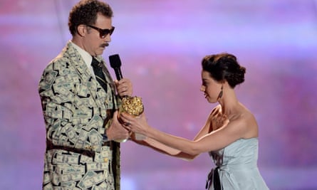 Will Ferrell and Aubrey Plaza during the 2013 MTV Movie Awards.