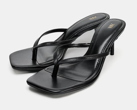 product photo of black leather heeled sandals