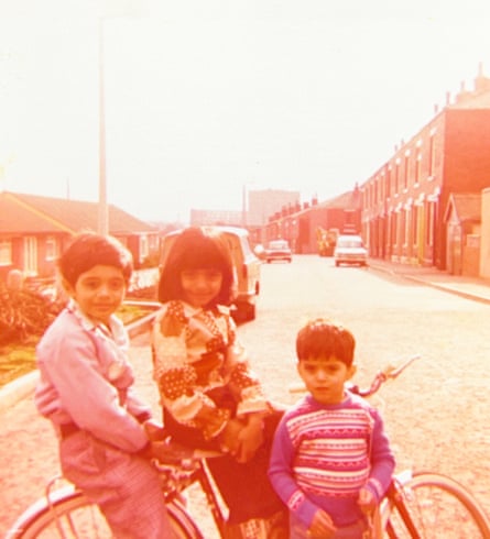 Eight-year-old Javid, with his cousins Rozina (8) and Tes (4), in Rochdale, where he spent his early years .