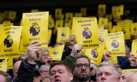 Everton fans protesting against the Premier League. 