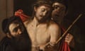 Detail from the Ecce Homo by Caravaggio showing Jesus Christ in crown of thorns and two other men