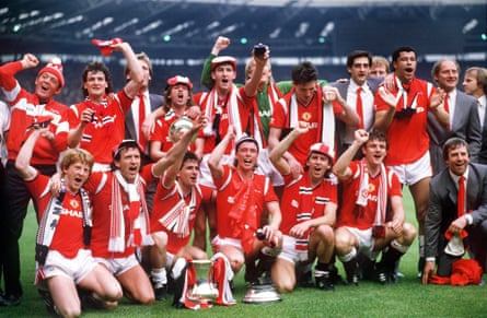 Manchester United celebrate at Wembley with the FA Cup