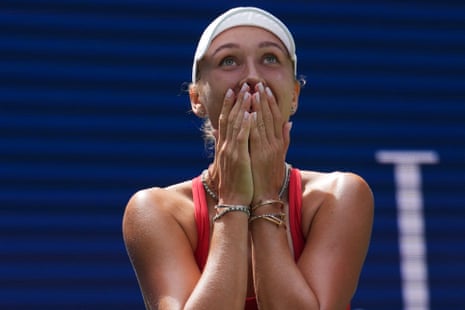 Anastasia Potapova celebrates