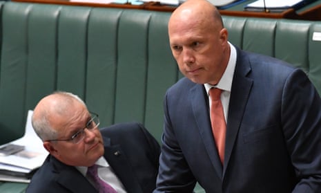 Australian minister for home affairs Peter Dutton and prime minister scott morrison