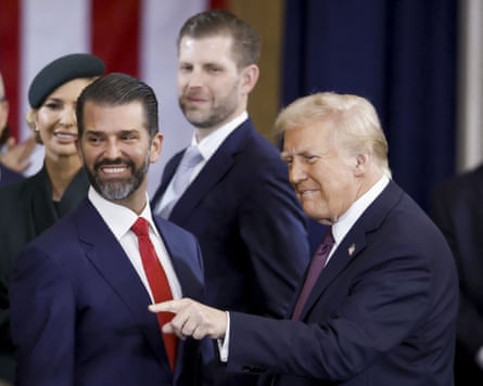 President Trump, right, with three of his children at his 2025 presidential inauguration.