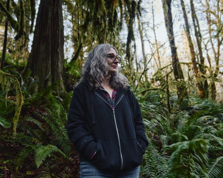 a woman in the woods