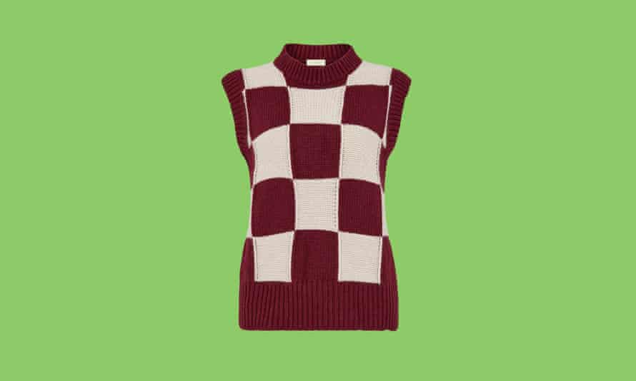 Knitted chequerboard tank top