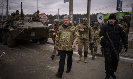Petro Poroshenko on the outskirts of Kyiv on 5 March.