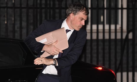 The chief whip, Julian Smith, arrives at Downing Street to read the draft Brexit documents