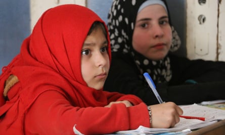 Girls in school in Idlib