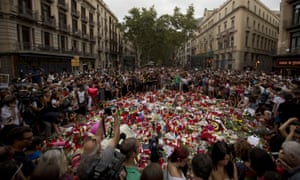 Mourners pay their respects in Barcelona.