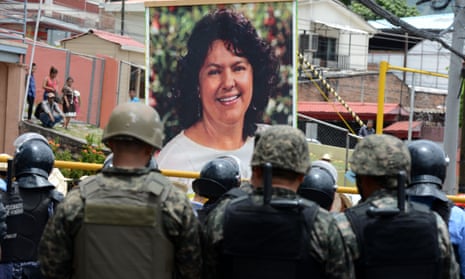 Hundreds of indigenous Hondurans march in 2016 in demanding justice for the murder of indigenous environmentalist Berta Caceres. 