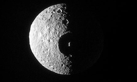 Saturn’s moon Mimas and the Herschel crater – worryingly Death Star-like.