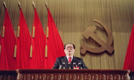 Jiang Zemin, general secretary of the Chinese communist party, delivers his reports to the opening of the 14th Chinese Communist party congress in Beijing in 1992. He became president the following year.