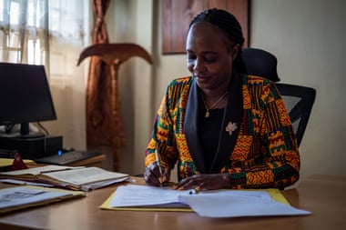 Jane Mutua, head of the Teachers Service Commission (TSC) in Samburu, in her office.