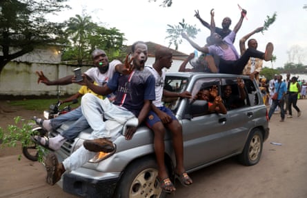 Supporters of Felix Tshisekedi celebrate his victory on the streets of Kinshasa.