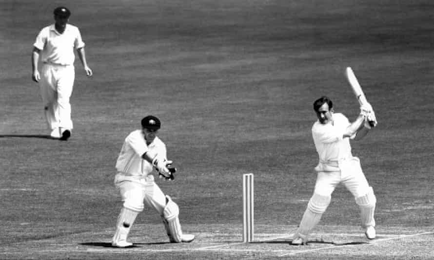 At the crease, against Australia, at Hove cricket ground in 1964.