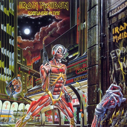 Iron Maiden’s Somewhere in Time vinyl album cover.