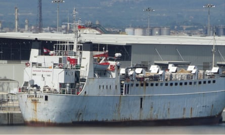 The cattle ship Karim Allah docked in Tarragona, Spain, 2020