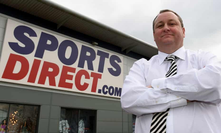 Mike Ashley outside Sports Direct HQ in Shirebrook, Derbyshire