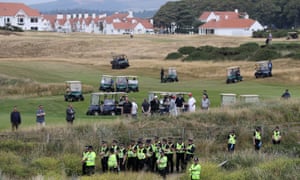 Donald Trump plays a round of golf on the Trump Turnberry resort in South Ayrshire.