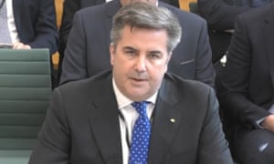 P&O Ferries chief Peter Hebblethwaite answering questions in front of the Transport Committee and Business, Energy and Industrial Strategy Select Committee in the House of Commmons on Thursday.